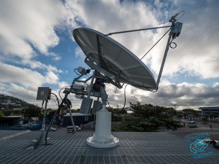 Satellite dishes on a rooftop